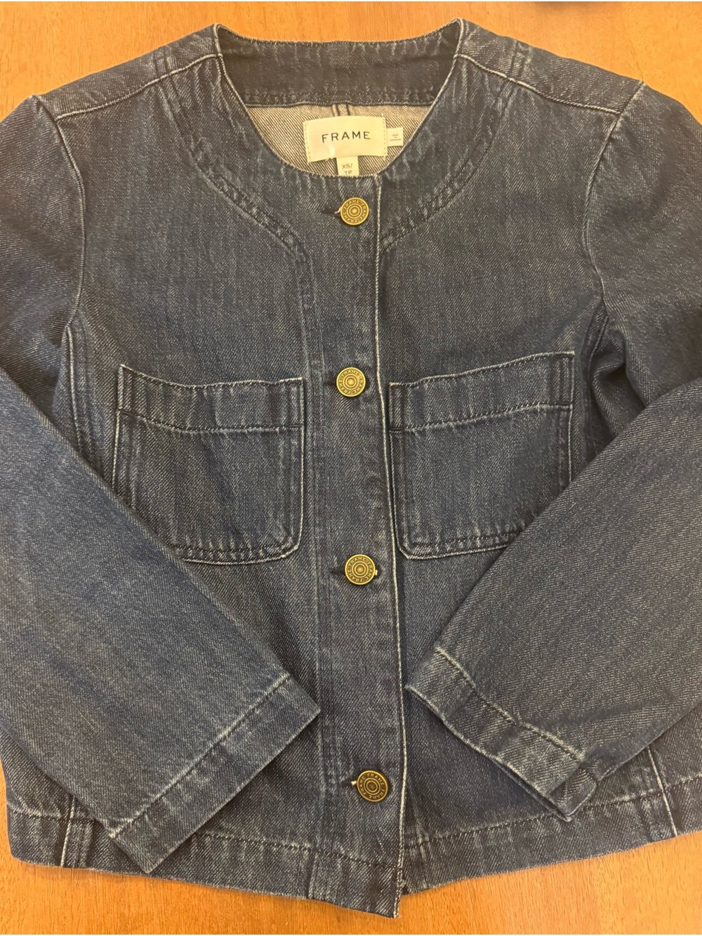 Frame Denim Kids Indigo Blue Collarless Denim Jacket